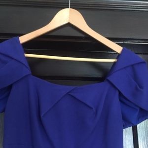 Nicole Miller Ruched Midi Cobalt Blue Dress